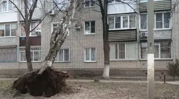 Ураганный ветер наносит повреждения в Кропоткине