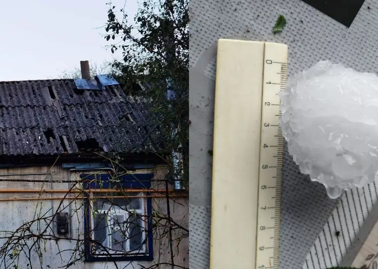 Сильный дождь повредил крыши зданий в станице Новопластуновской на Кубани
