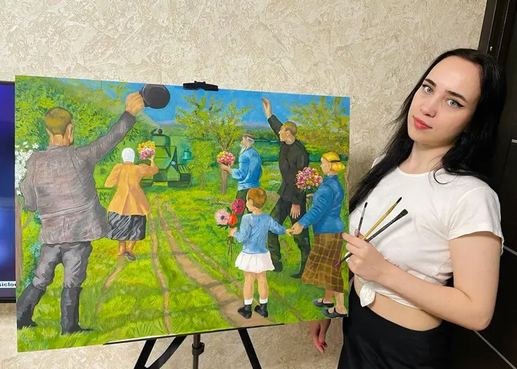 Юная художница из Кропоткина пишет картины в поддержку бойцов СВО