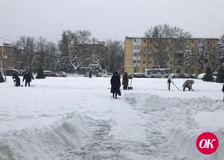 Культработники вышли на расчистку снега