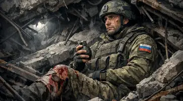военный под зданием