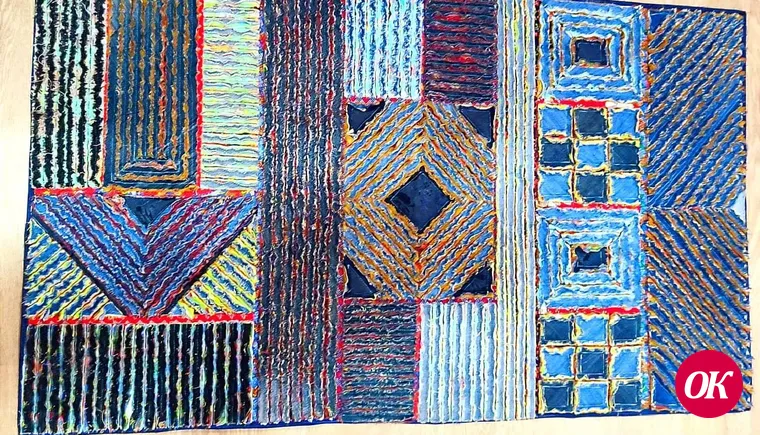 Коврик из джинсы сделала мастерица из Дмитриевской