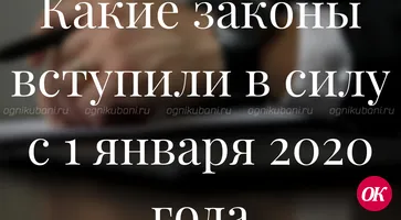 Какие законы вступили в силу с 1 января 2020 года