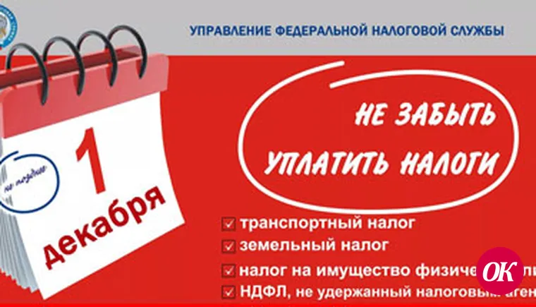 Налог на имущество следует уплатить до 1 декабря!
