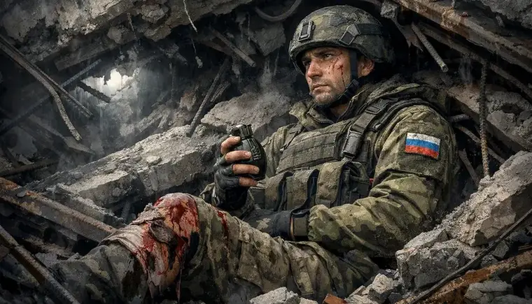 военный под зданием