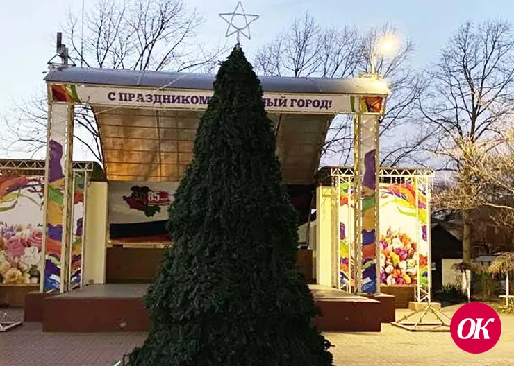 В городском парке культуры и отдыха Кропоткина уже установили елку