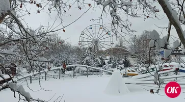 Несмотря на засыпанный снегом парк, многие жители нашего города пришли с детьми погулять по его зимним аллеям