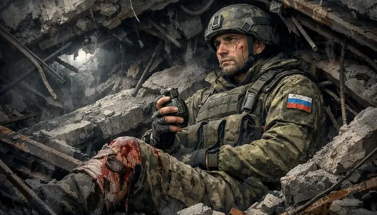 военный под зданием