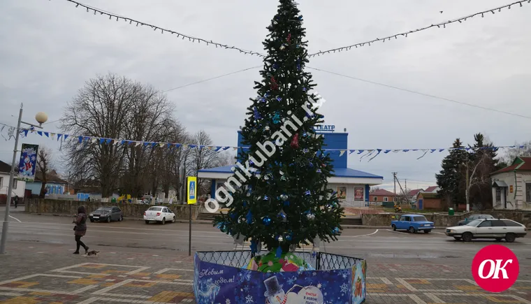 В станице Кавказской новогоднюю елку установили первыми в районе