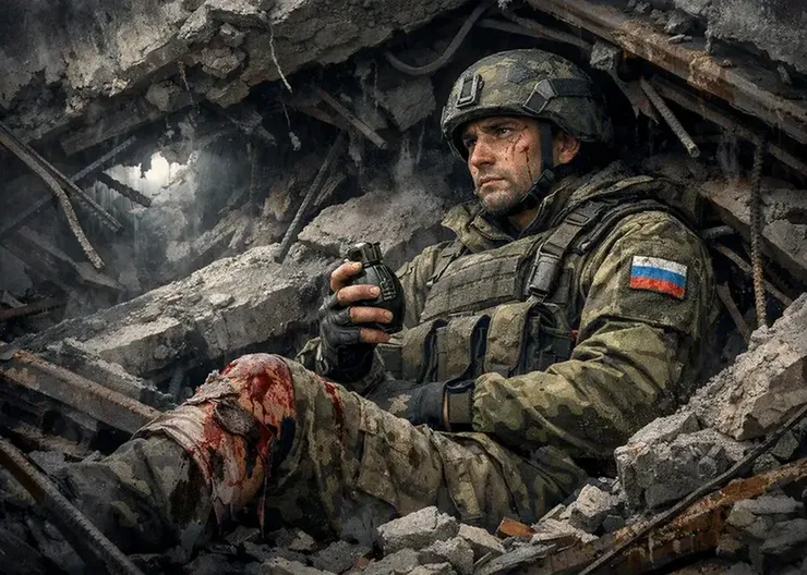 военный под зданием