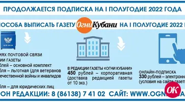 Продолжается подписка на 1 полугодие 2022 года